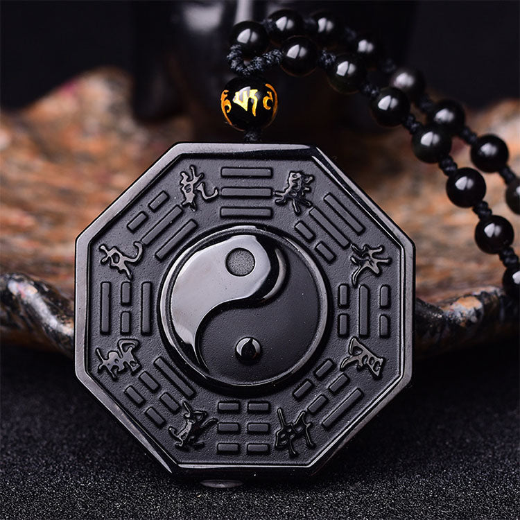 Yin and Yang Black Obsidian Positivity Necklace