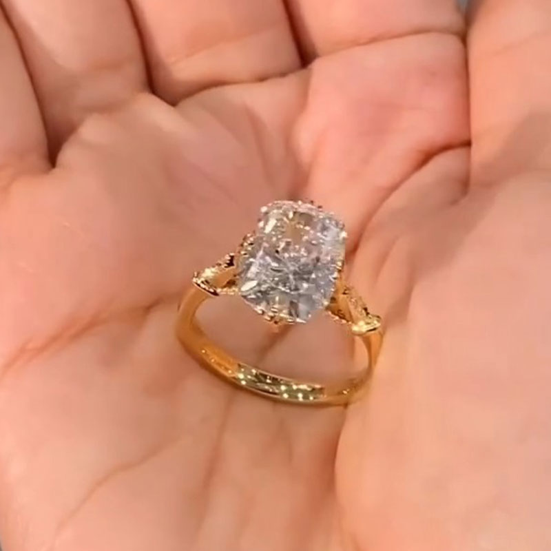 Elongated Cushion Cut Sterling Silver Ring