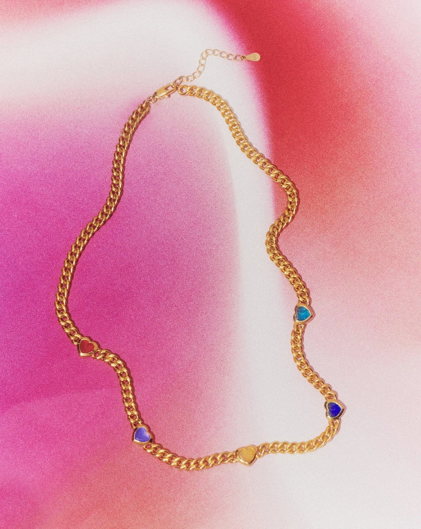 18K Gold Vermeil Jelly Heart Gemstone Charm Necklace