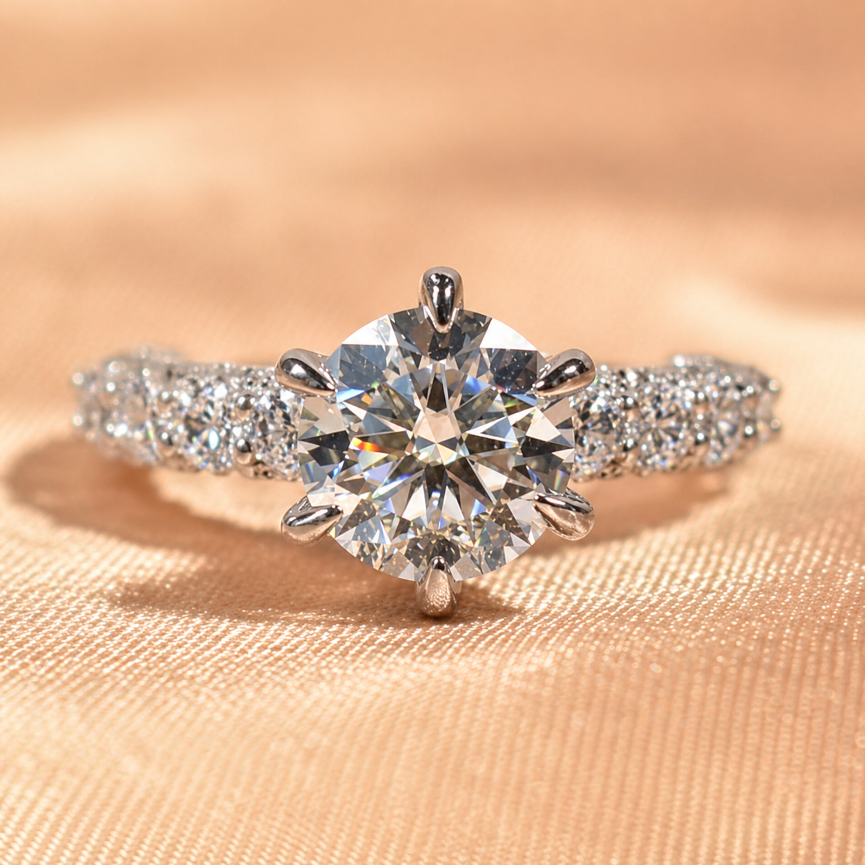 Gorgeous Pave Round Cut 3.0ct Engagement Ring In Sterling Silver