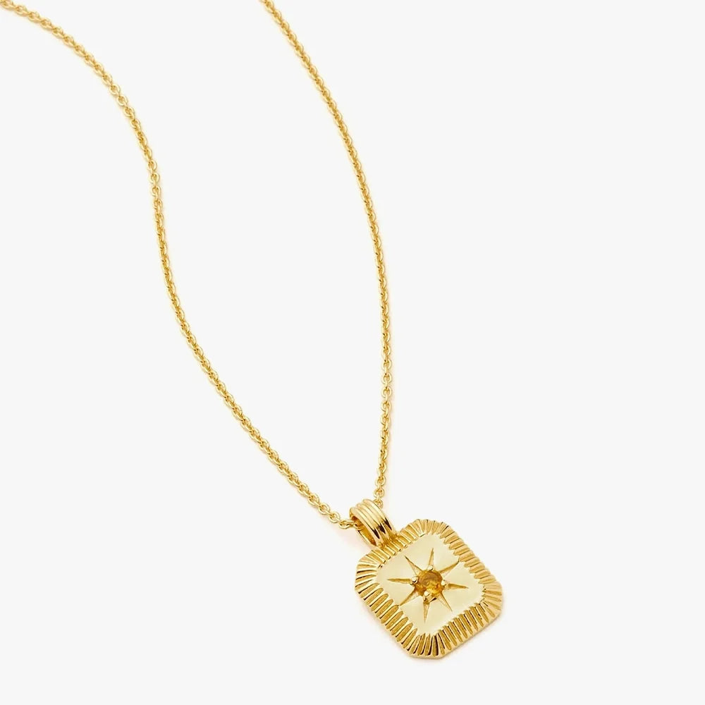 November Birthstone Pendant Necklace | 18K Gold Vermeil/Citrine