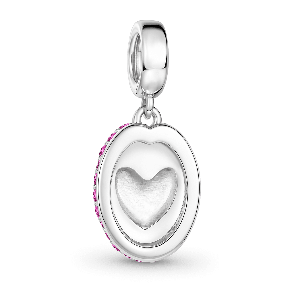 Gnoce  Open Mouth Heart Engravable Charm Platinum-plated Silver Blend