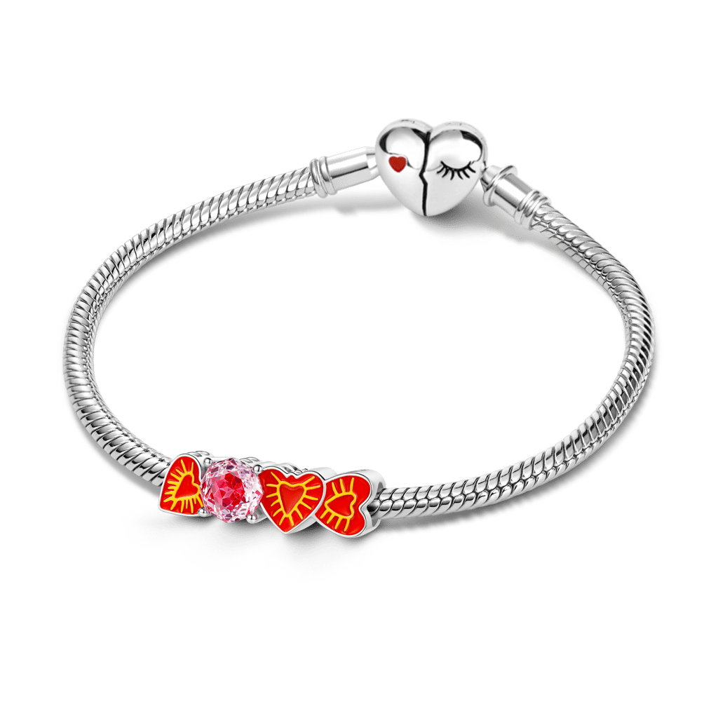 Gnoce  Heart Charm Platinum-plated Silver Blend