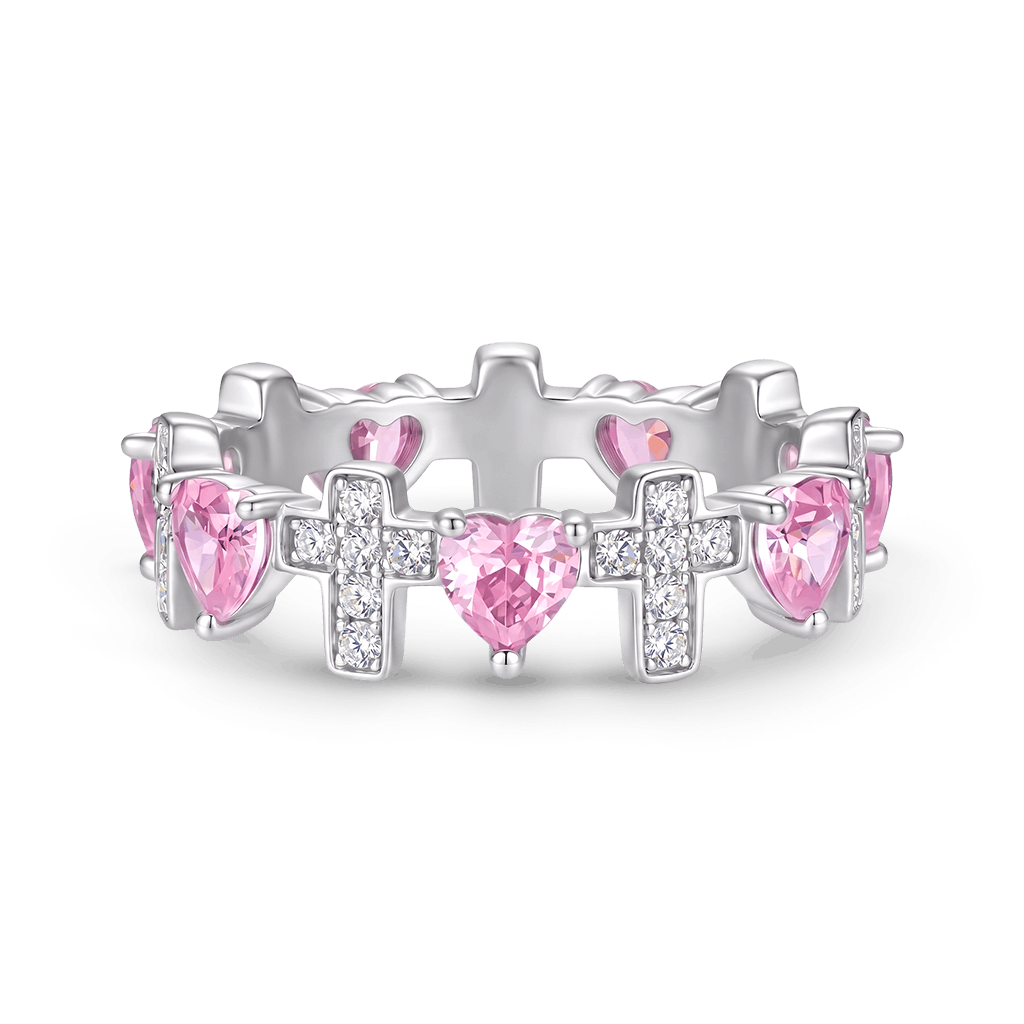 Gnoce  Heart & Cross Ring Platinum-plated Silver Blend
