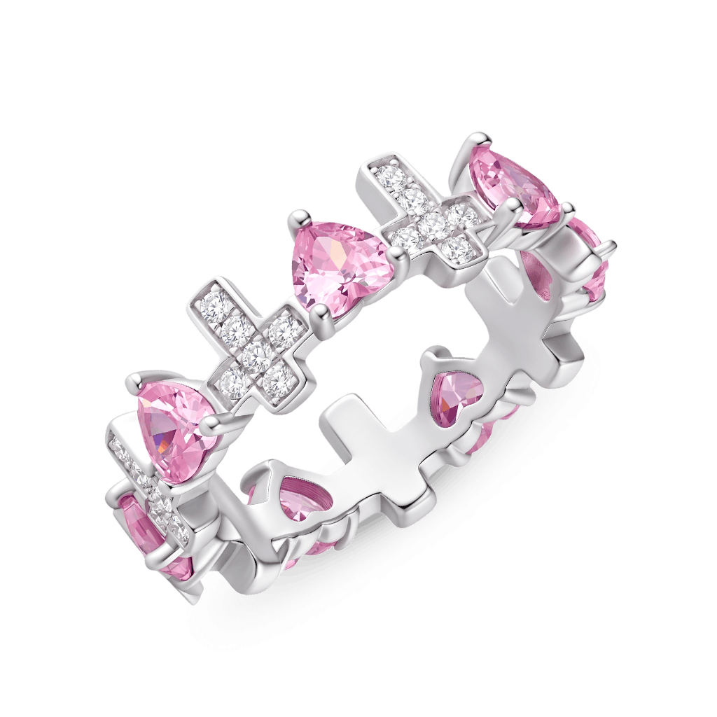 Gnoce  Heart & Cross Ring Platinum-plated Silver Blend