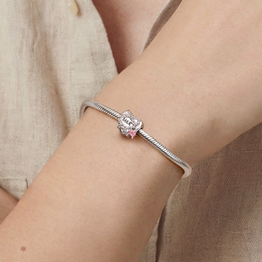 Gnoce  Chains of Love Heart Charm Platinum-plated Silver Blend