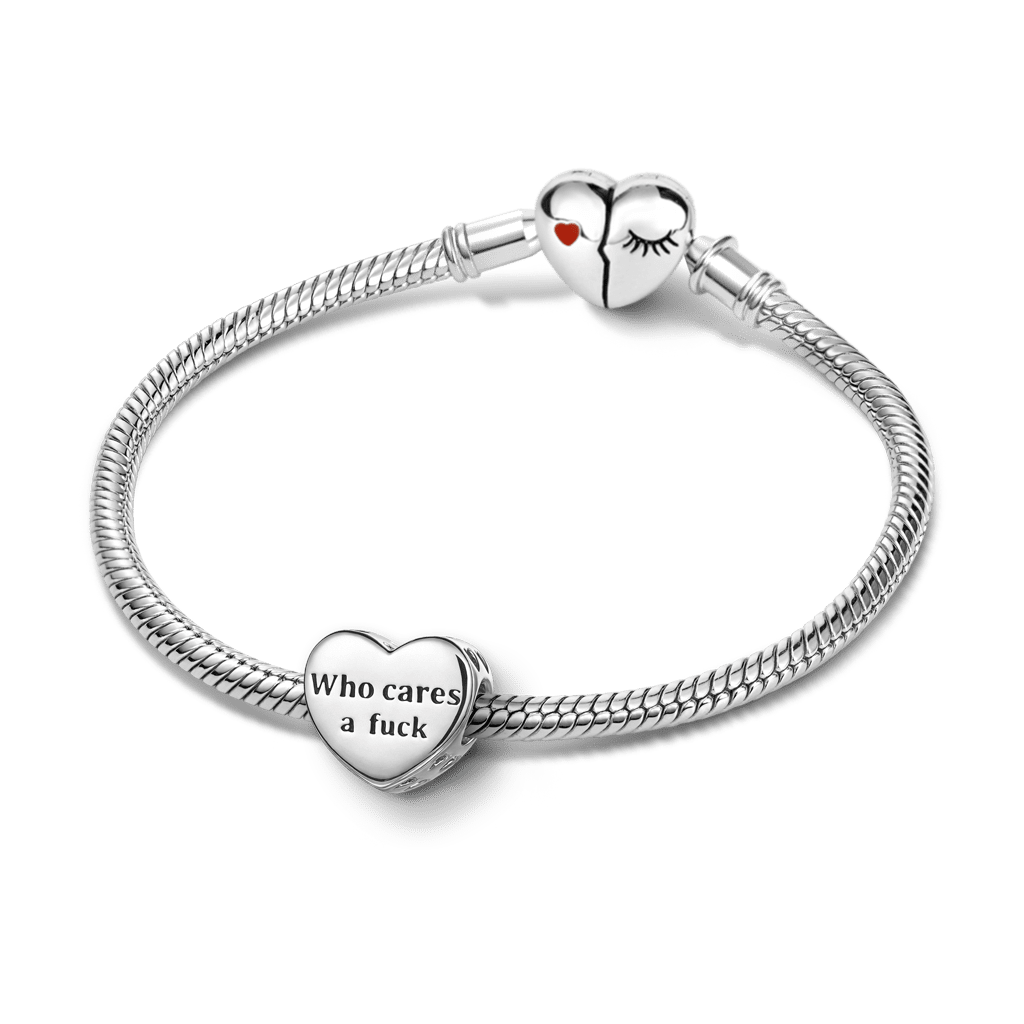 Gnoce  Heart Engravable Charm Platinum-plated Silver Blend