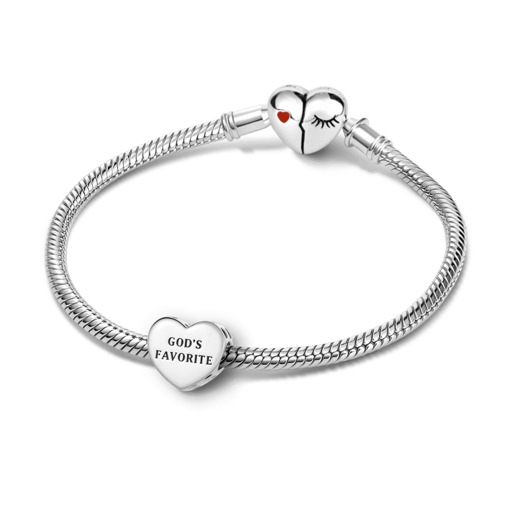 Gnoce  Heart Engravable Charm Platinum-plated Silver Blend