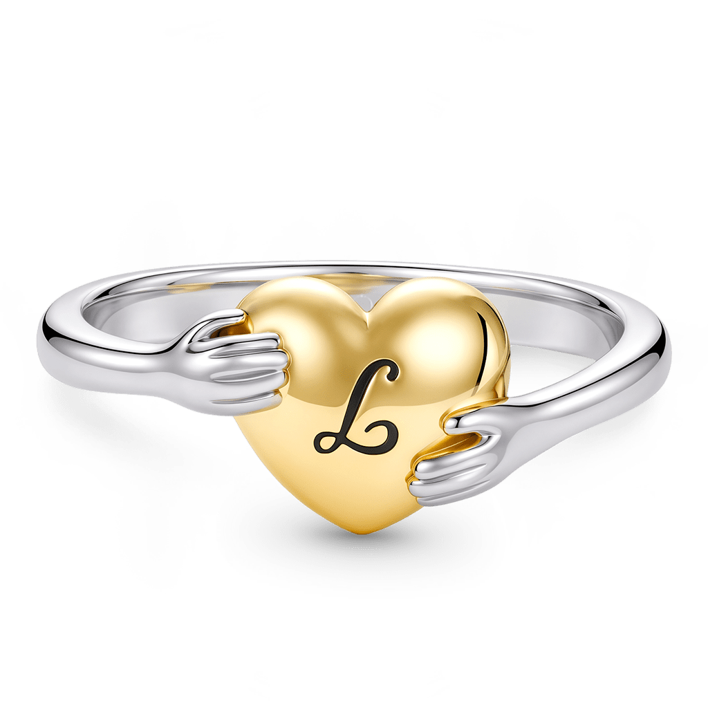 Gnoce  Embrace Your Heart Engravable Ring Platinum-plated Silver Blend