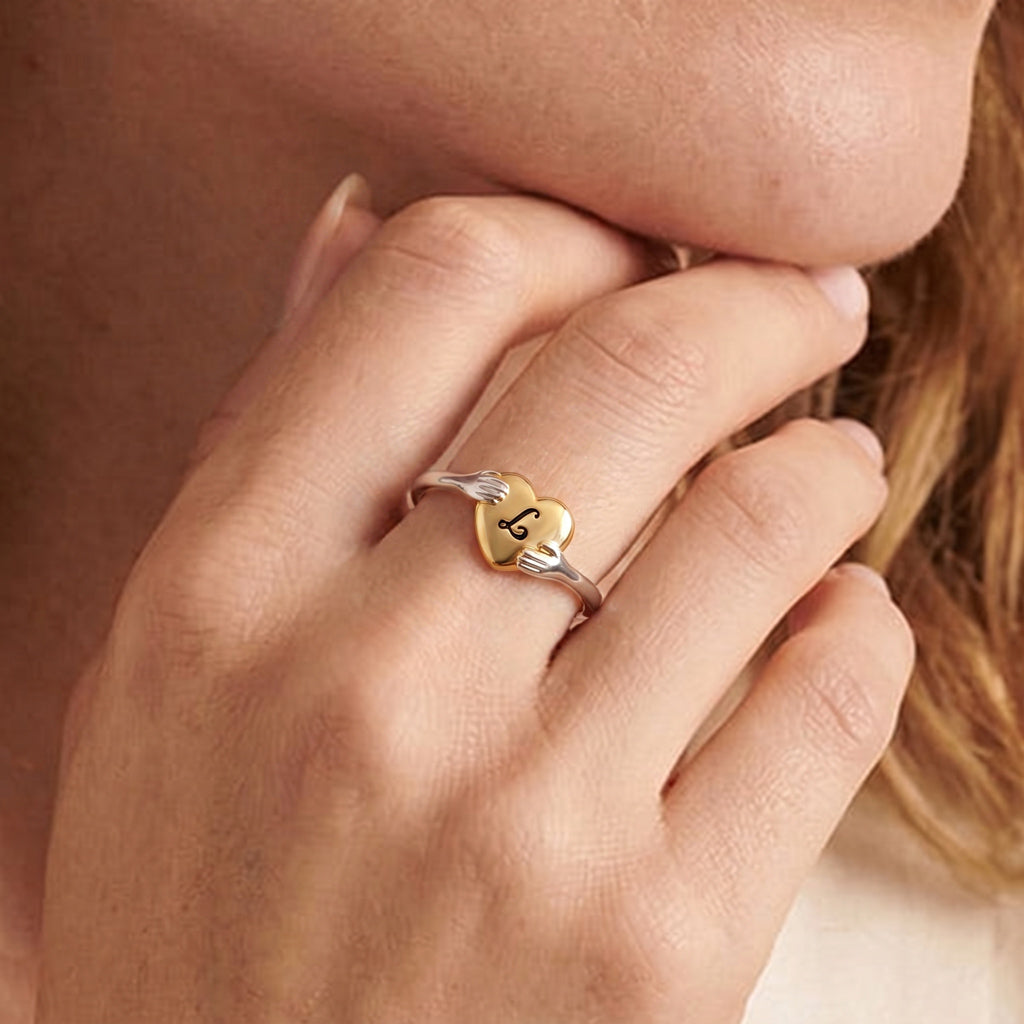 Gnoce  Embrace Your Heart Engravable Ring Platinum-plated Silver Blend