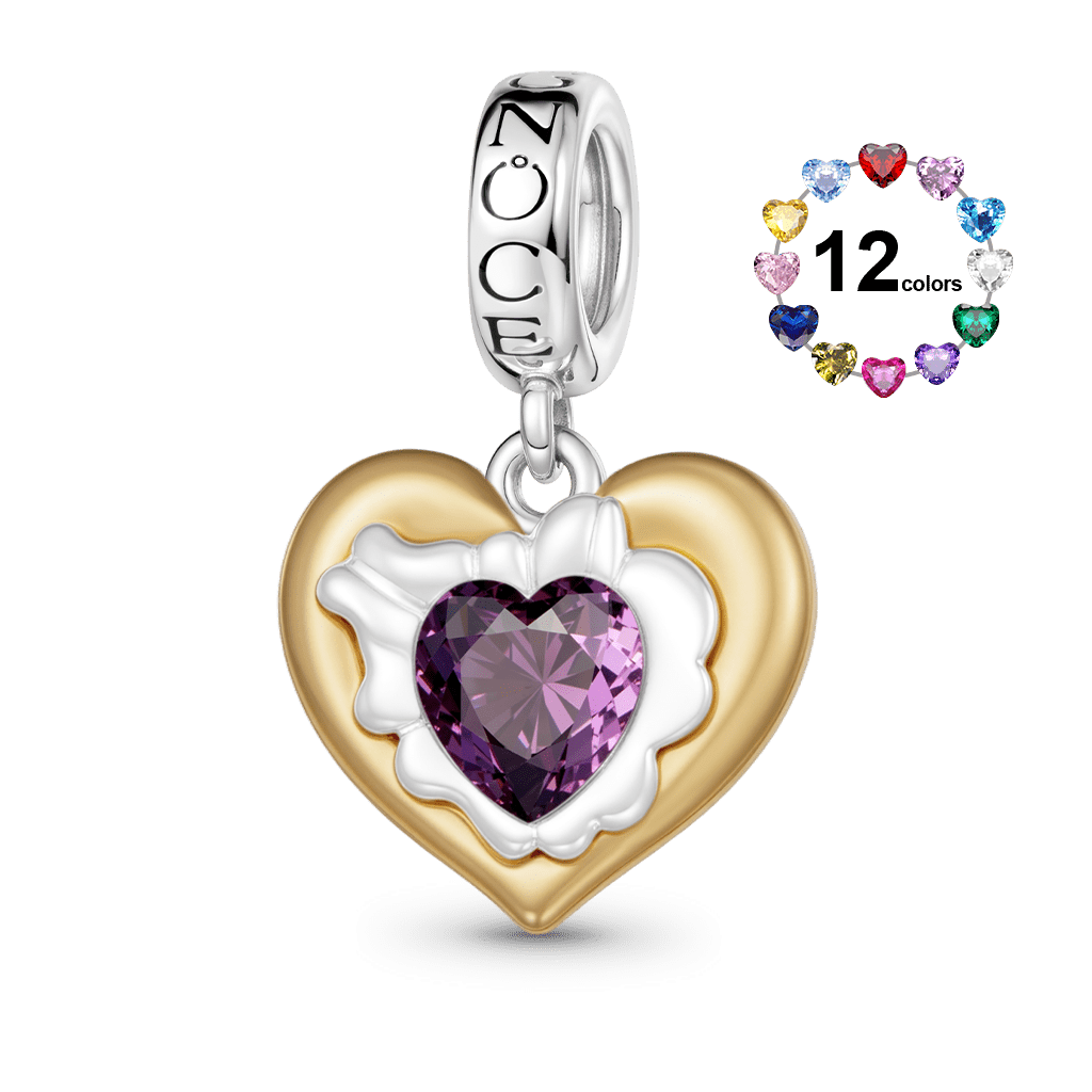 Gnoce  Heart Birthstone Engravable Charm