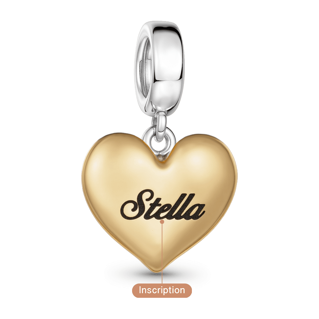 Gnoce  Heart Birthstone Engravable Charm