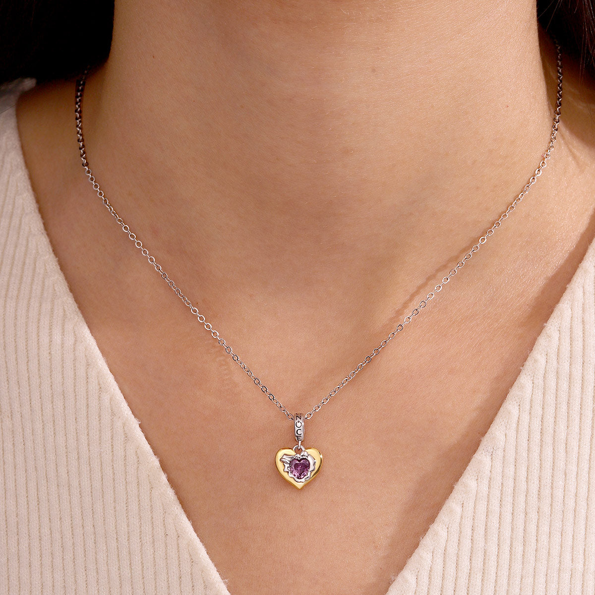 Gnoce  Heart Birthstone Engravable Charm