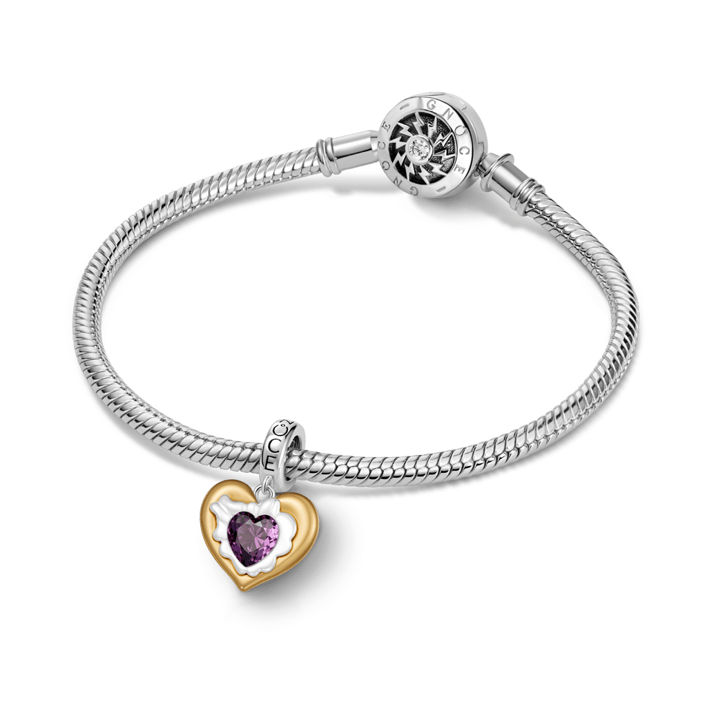 Gnoce  Heart Birthstone Engravable Charm