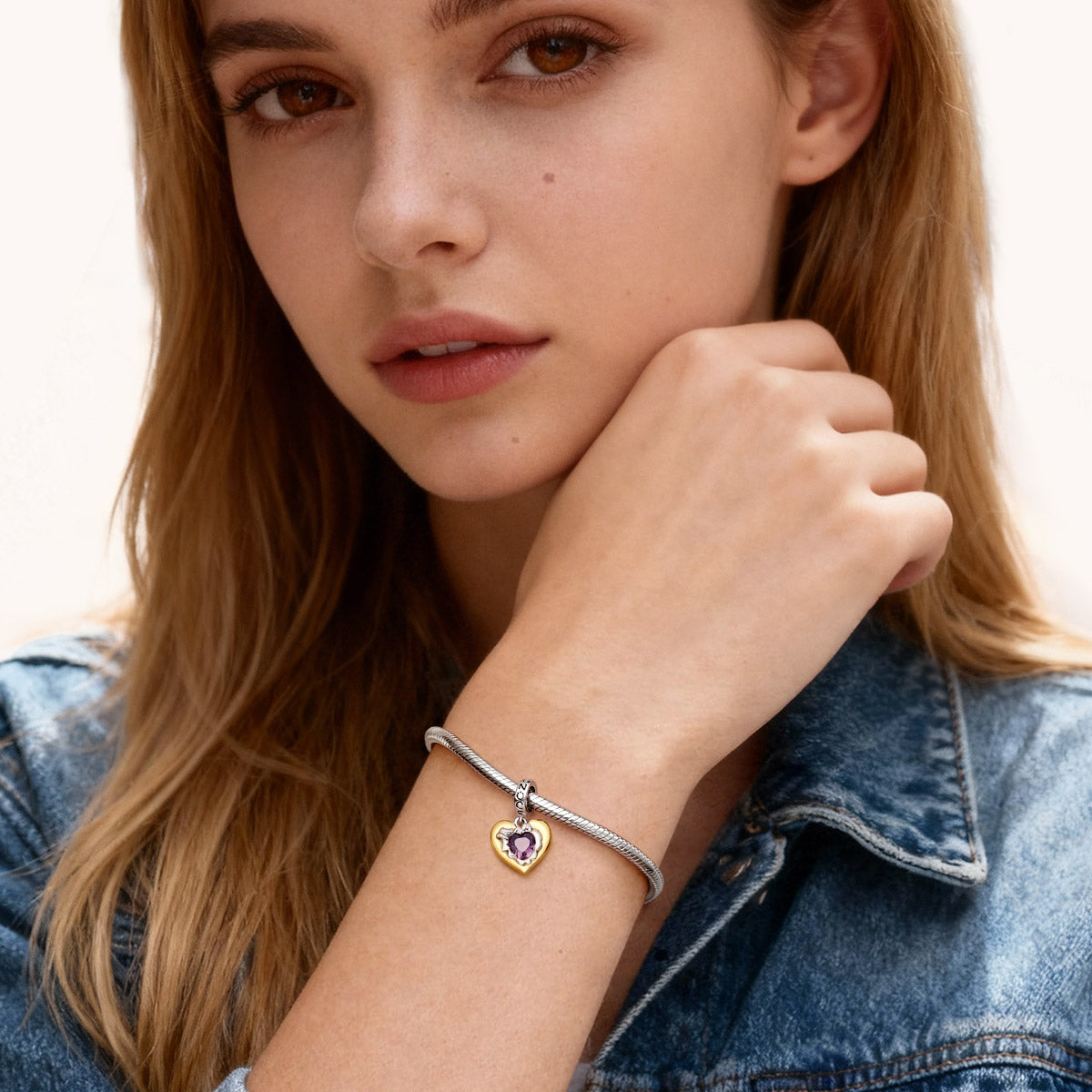 Gnoce  Heart Birthstone Engravable Charm