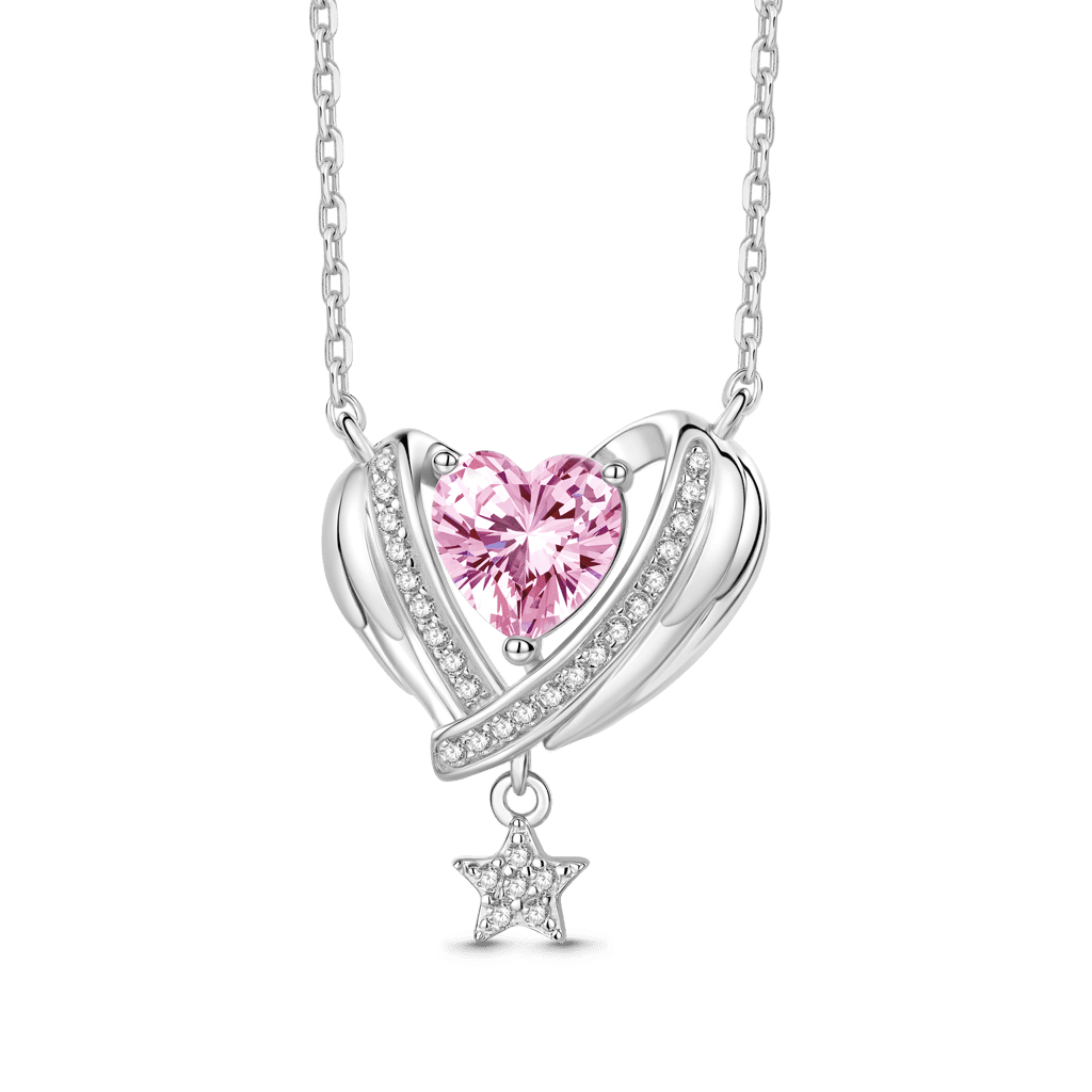 Gnoce  Heart & Star Necklace Platinum-plated Silver Blend