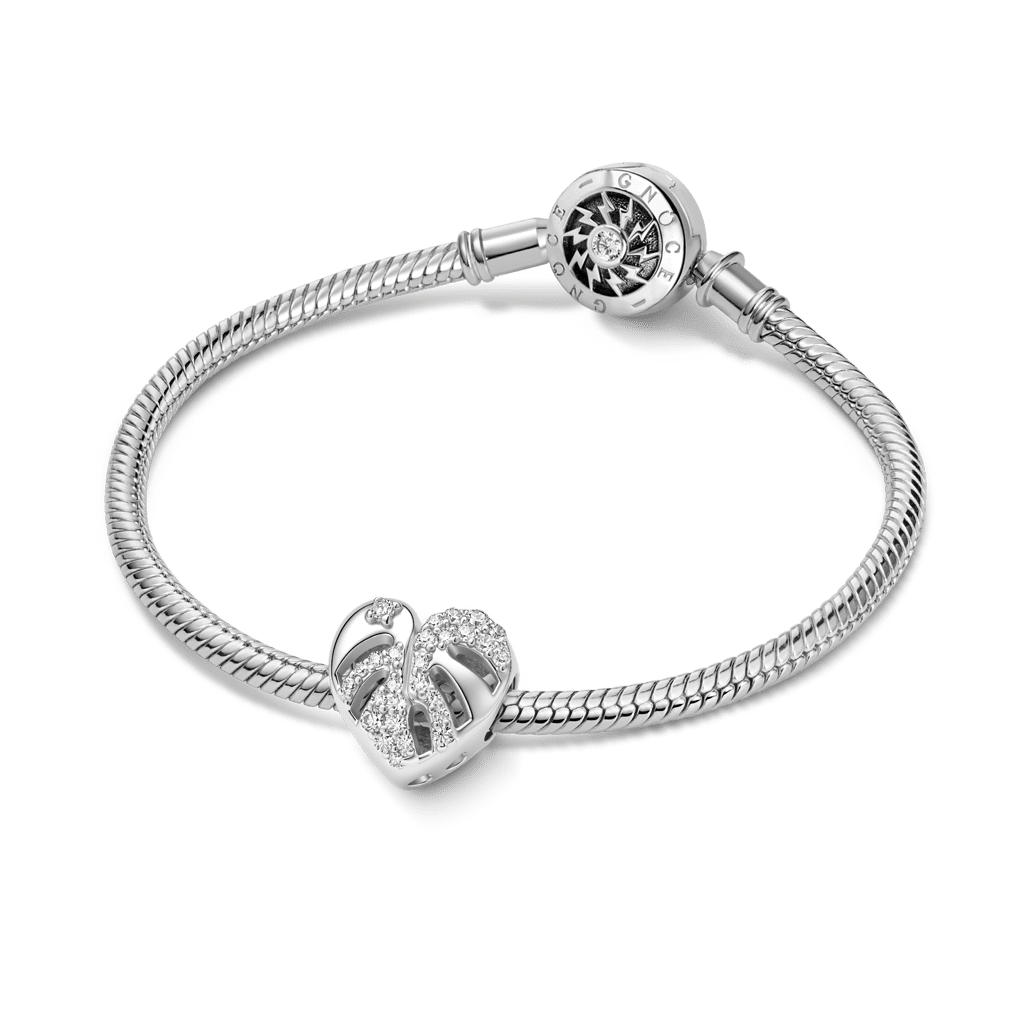 Gnoce  Monstera Leaf Charm Platinum-plated Silver Blend