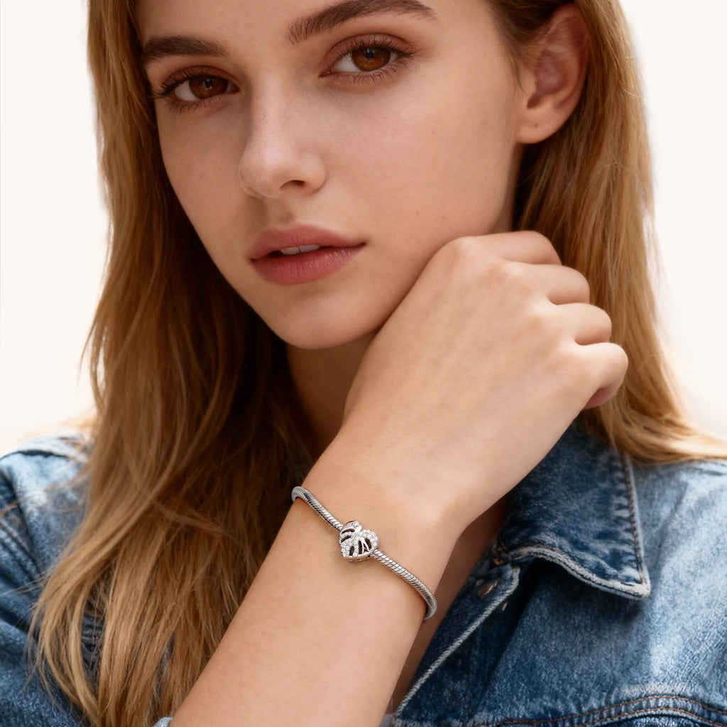 Gnoce  Monstera Leaf Charm Platinum-plated Silver Blend