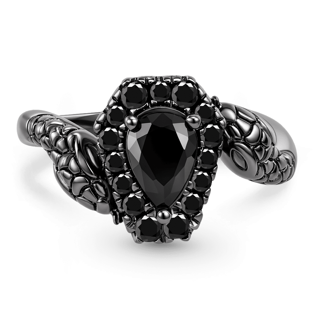 Gnoce  Dark Style Snake Pear-Cut Engagement Ring