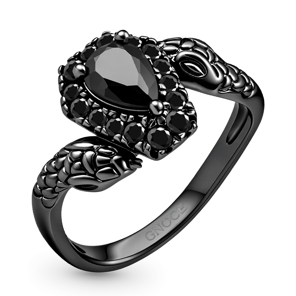 Gnoce  Dark Style Snake Pear-Cut Engagement Ring