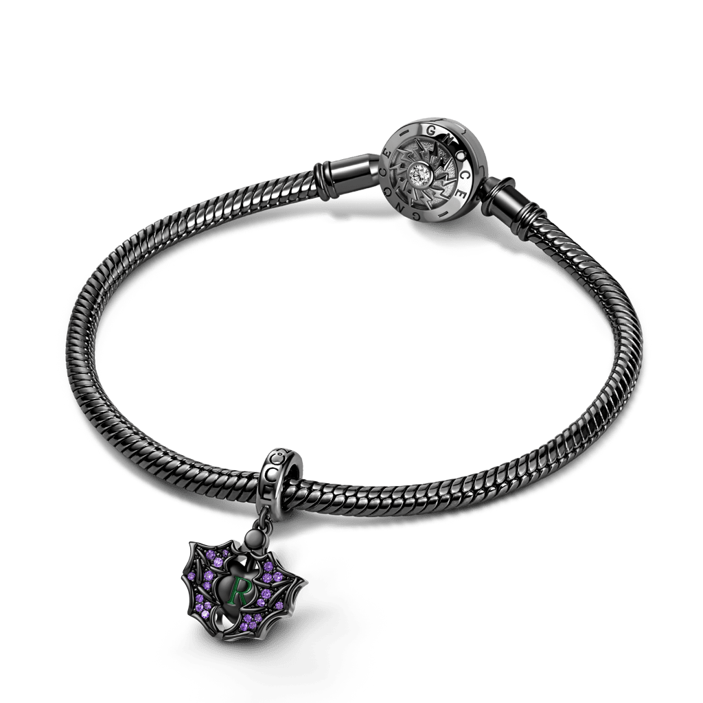 Gnoce  Dark Style Openable Bat & Heart Engravable Charm