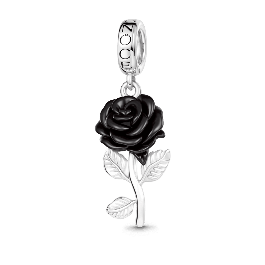 Gnoce  Dark Style Rose Charm Platinum-plated Silver Blend