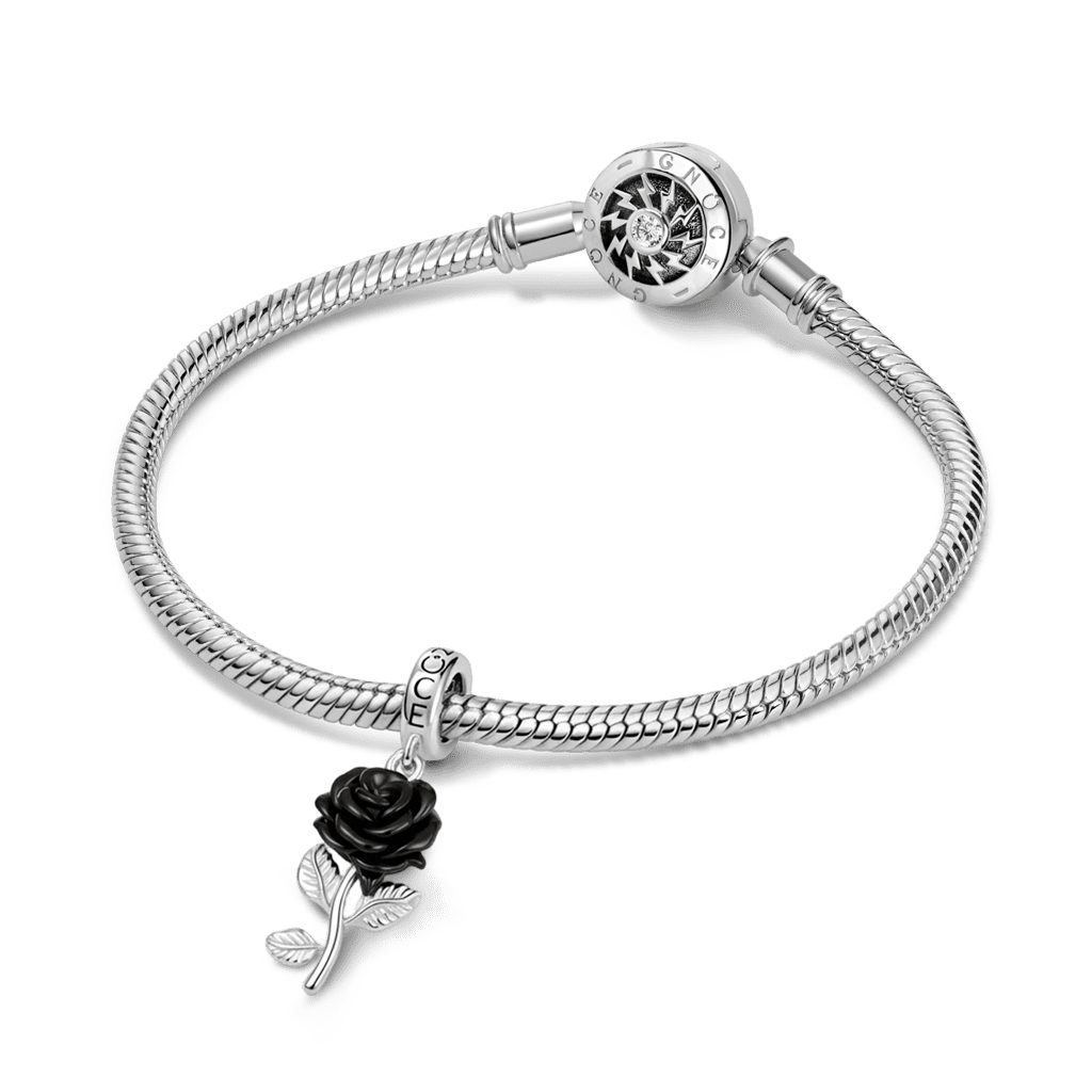 Gnoce  Dark Style Rose Charm Platinum-plated Silver Blend