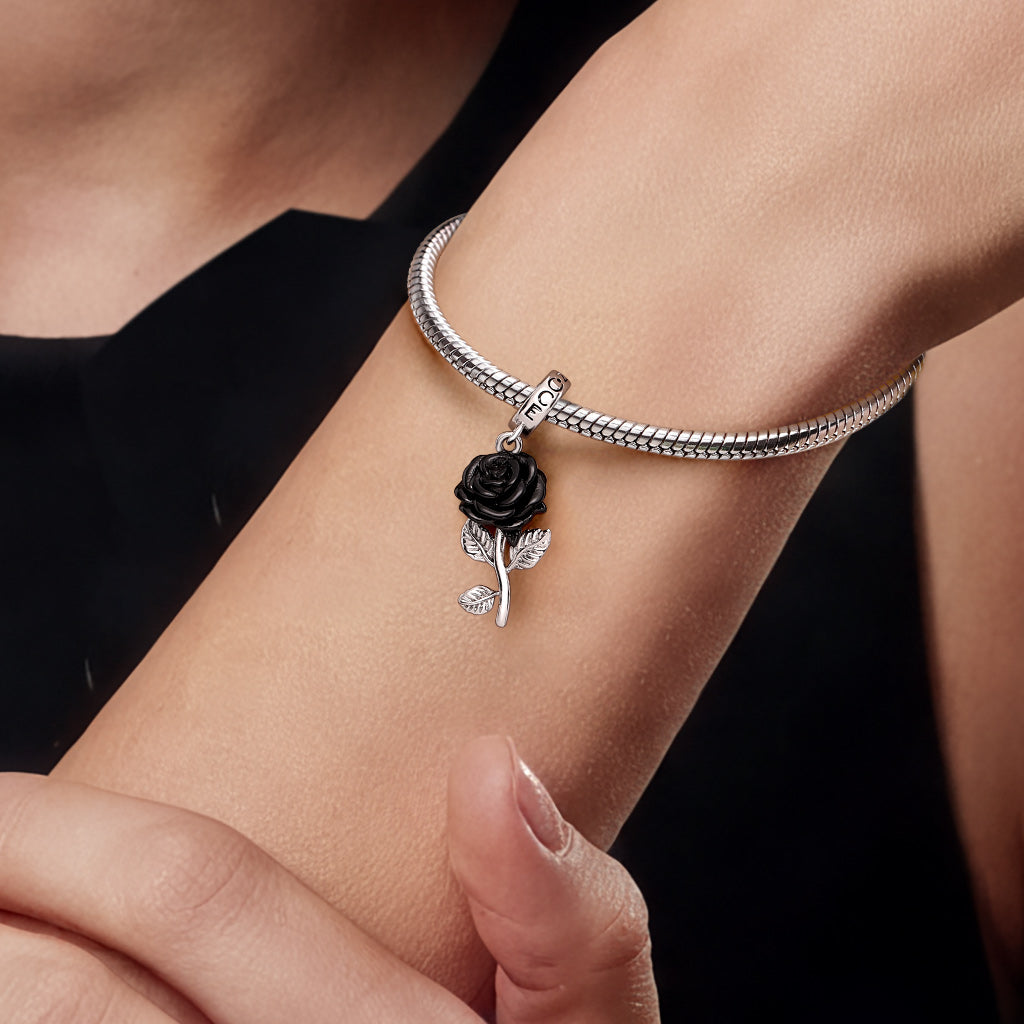 Gnoce  Dark Style Rose Charm Platinum-plated Silver Blend