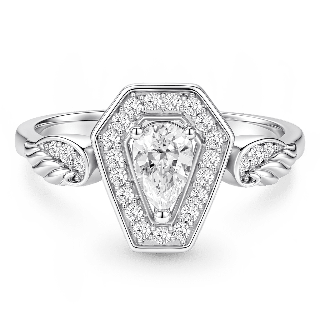 Gnoce  Wings Pear-Cut Ring Platinum-plated Silver Blend