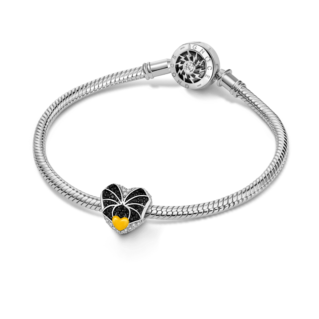 Gnoce  Heart Engravable Charm Platinum-plated Silver Blend