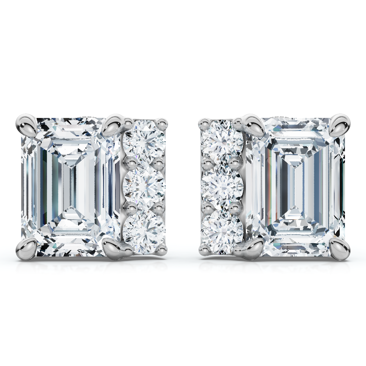 2 1/3Ct Emerald Cut Diamond Eloise Studs 14k Gold Earrings Lab Grown