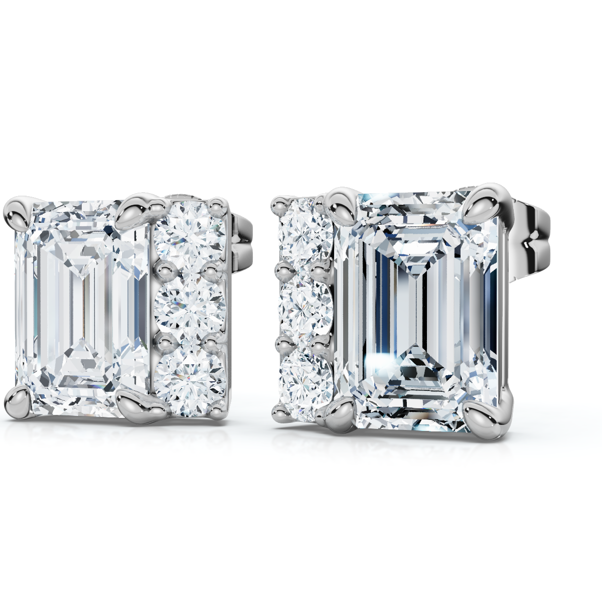 2 1/3Ct Emerald Cut Diamond Eloise Studs 14k Gold Earrings Lab Grown