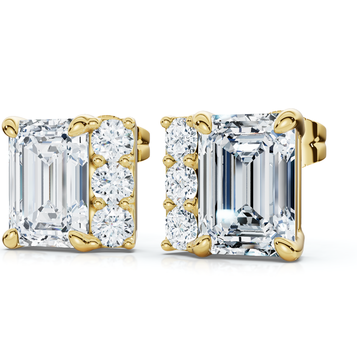2 1/3Ct Emerald Cut Diamond Eloise Studs 14k Gold Earrings Lab Grown