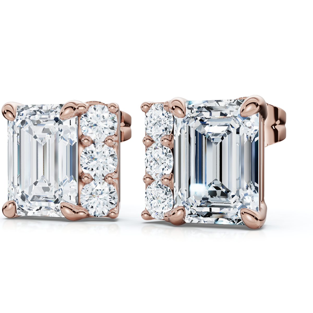 2 1/3Ct Emerald Cut Diamond Eloise Studs 14k Gold Earrings Lab Grown