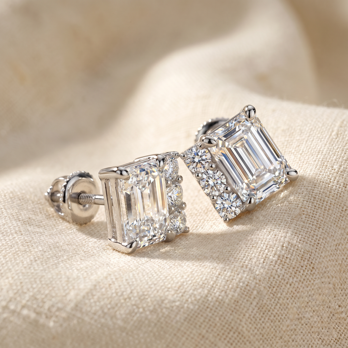 2 1/3Ct Emerald Cut Diamond Eloise Studs 14k Gold Earrings Lab Grown