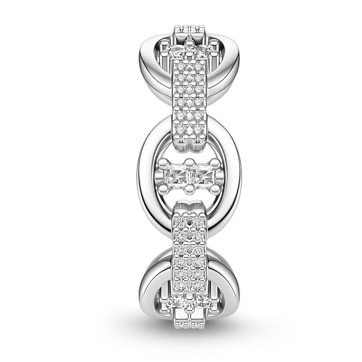 Gnoce  Interlocking Geometric Princess-cut Ring Platinum-plated Silver Blend