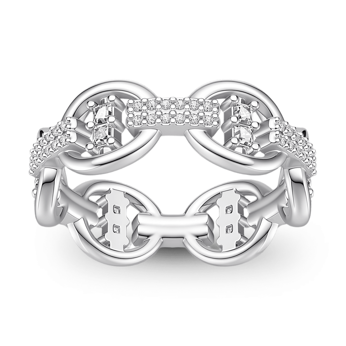 Gnoce  Interlocking Geometric Princess-cut Ring Platinum-plated Silver Blend