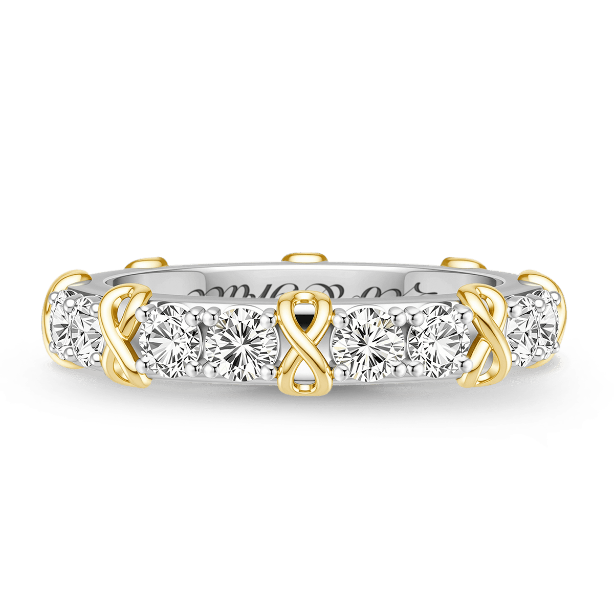 Gnoce  Infinity Symbol Round-cut Engravable Ring Platinum-plated Silver Blend