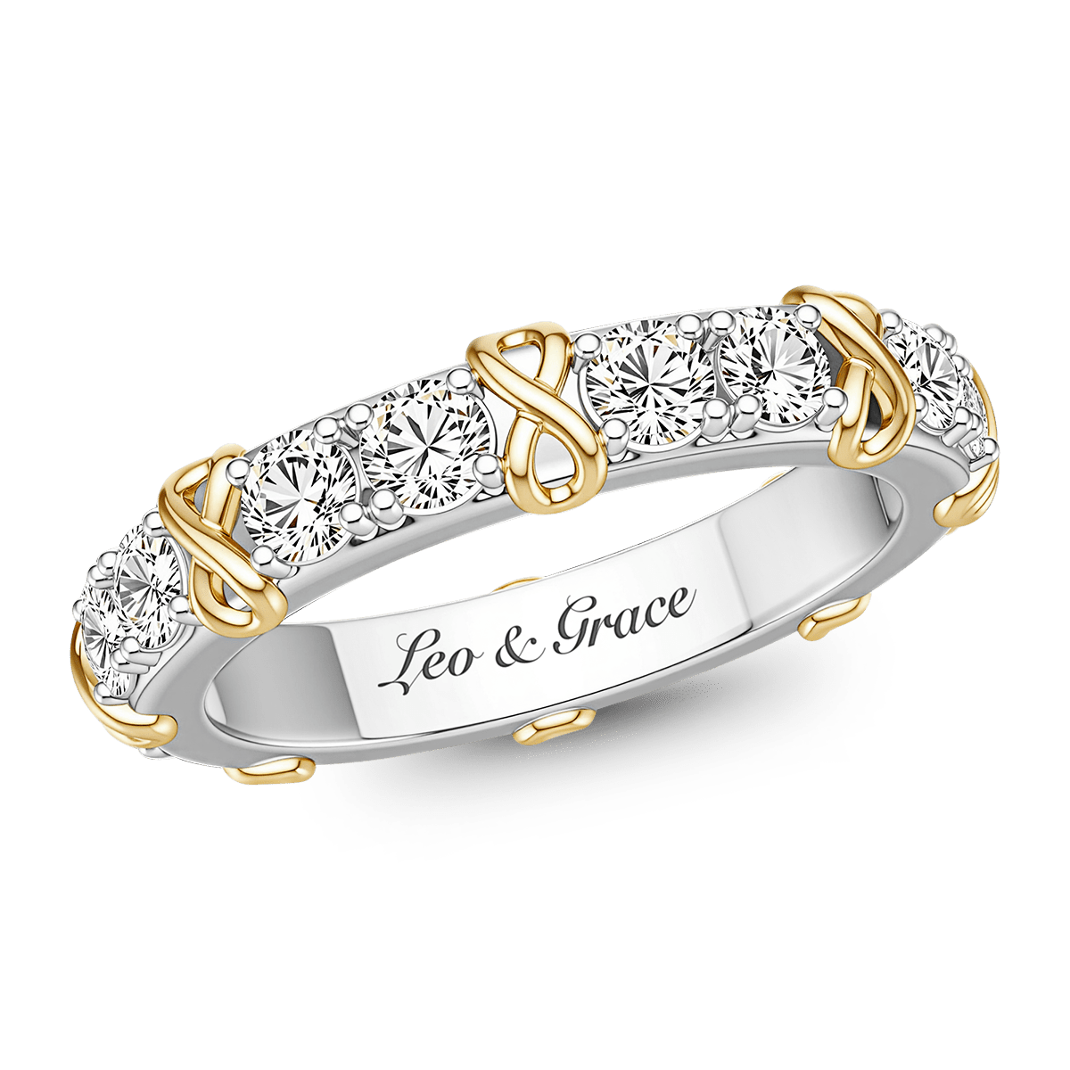 Gnoce  Infinity Symbol Round-cut Engravable Ring Platinum-plated Silver Blend
