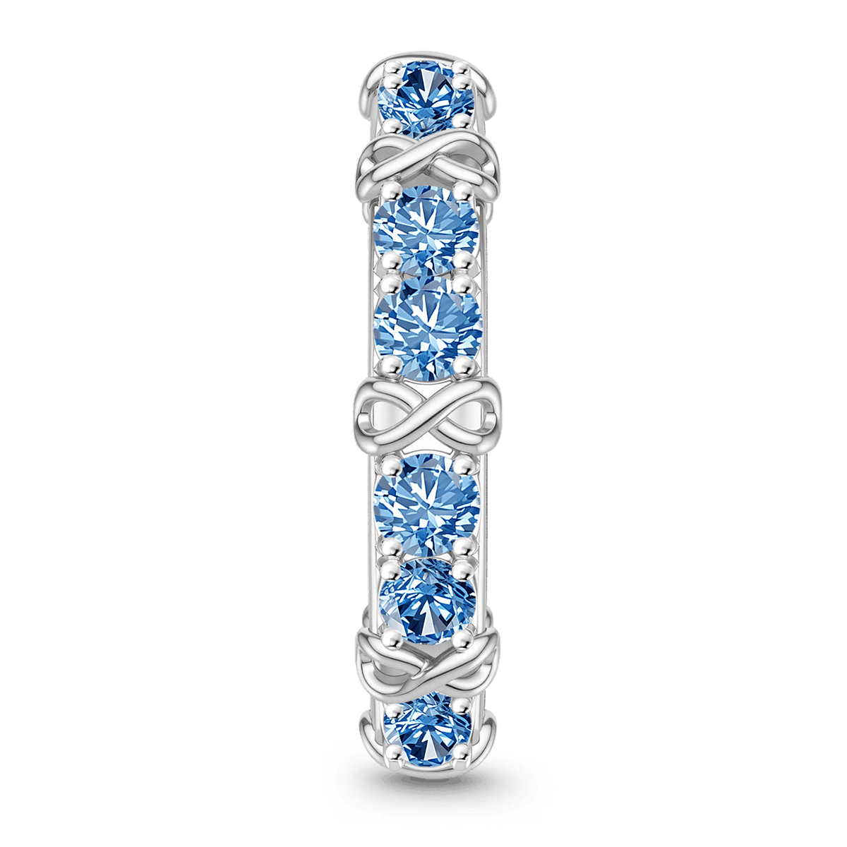 Gnoce  Infinity Symbol Round-cut Birthstone Engravable Ring Platinum-plated Silver Blend
