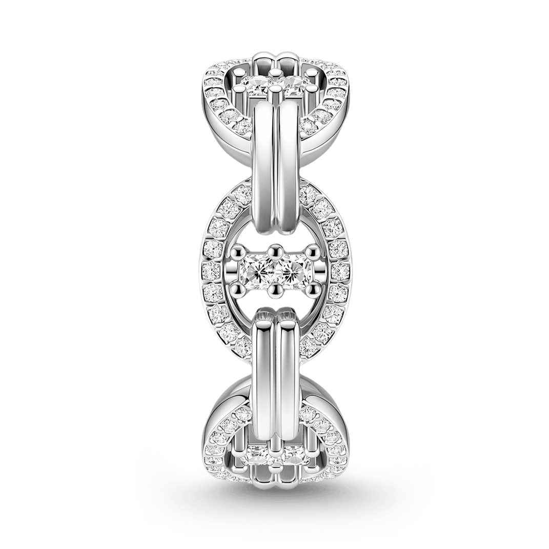 Gnoce  Interlocking Geometric Princess-cut Accent Ring Platinum-plated Silver Blend