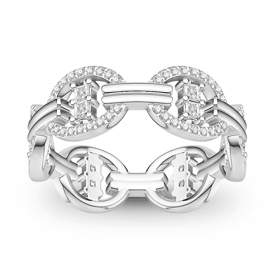 Gnoce  Interlocking Geometric Princess-cut Accent Ring Platinum-plated Silver Blend