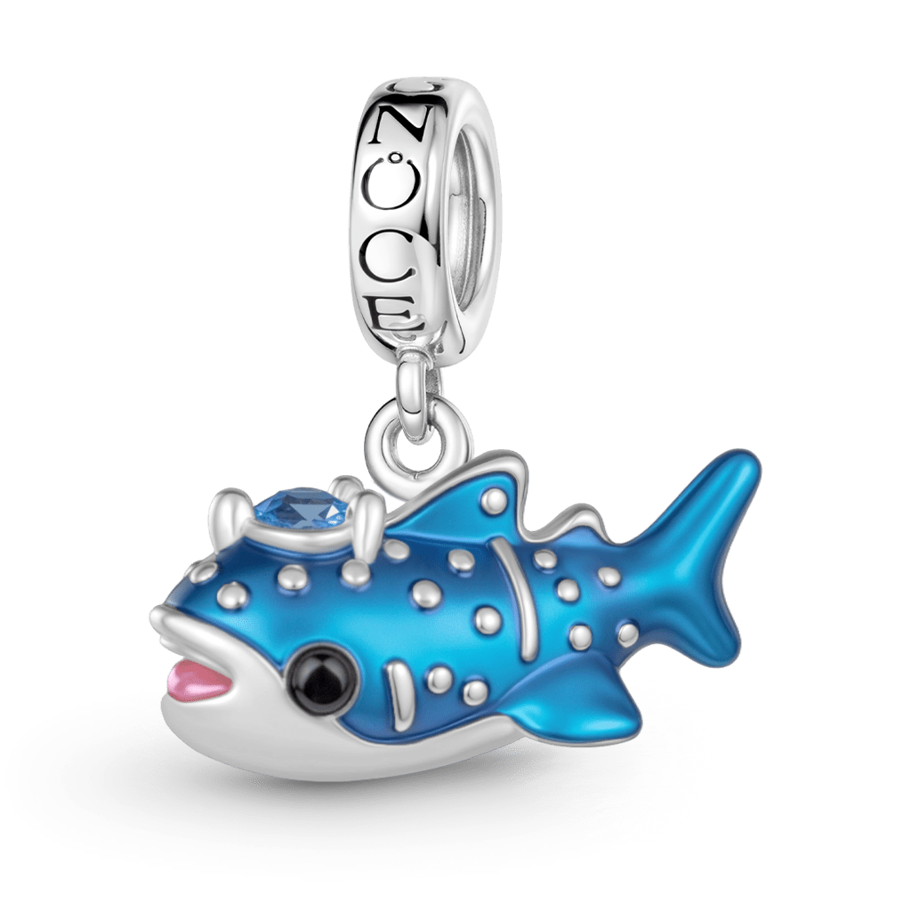 Gnoce  Blue Whale Shark Charm Platinum-plated Silver Blend