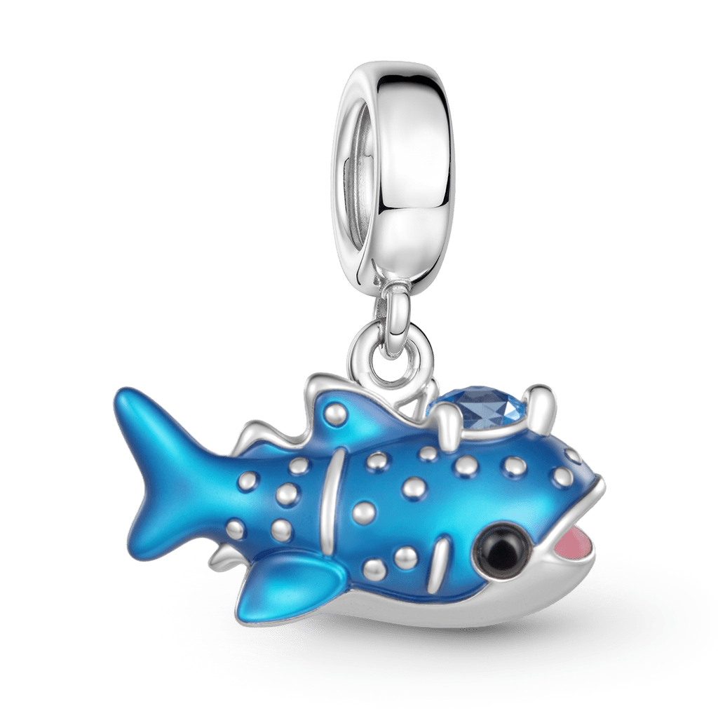 Gnoce  Blue Whale Shark Charm Platinum-plated Silver Blend