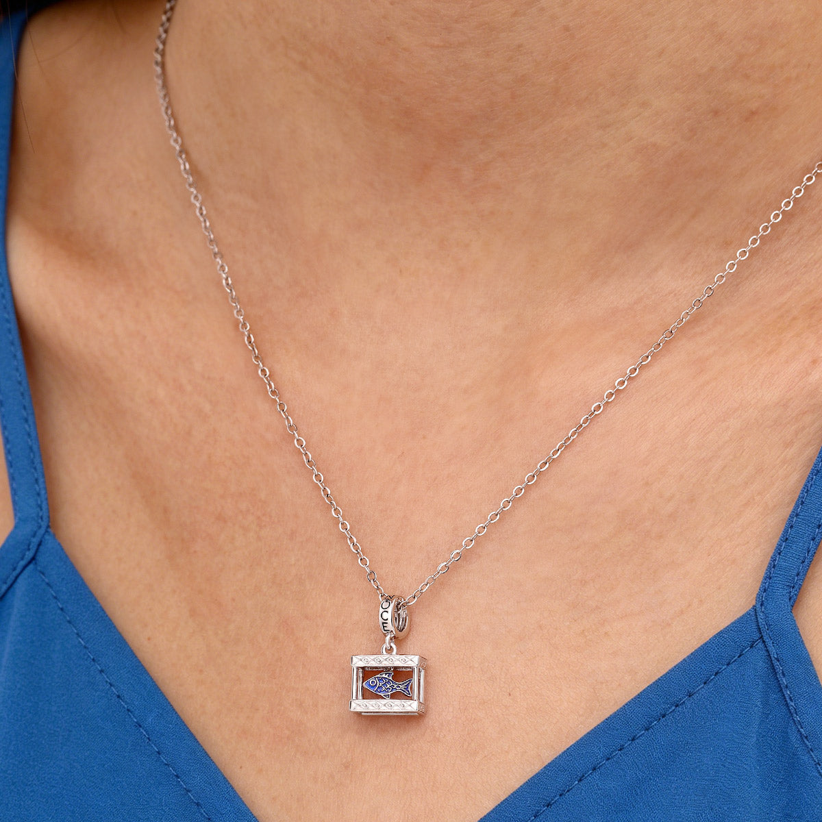 Gnoce  Fish Tank Charm Platinum-plated Silver Blend