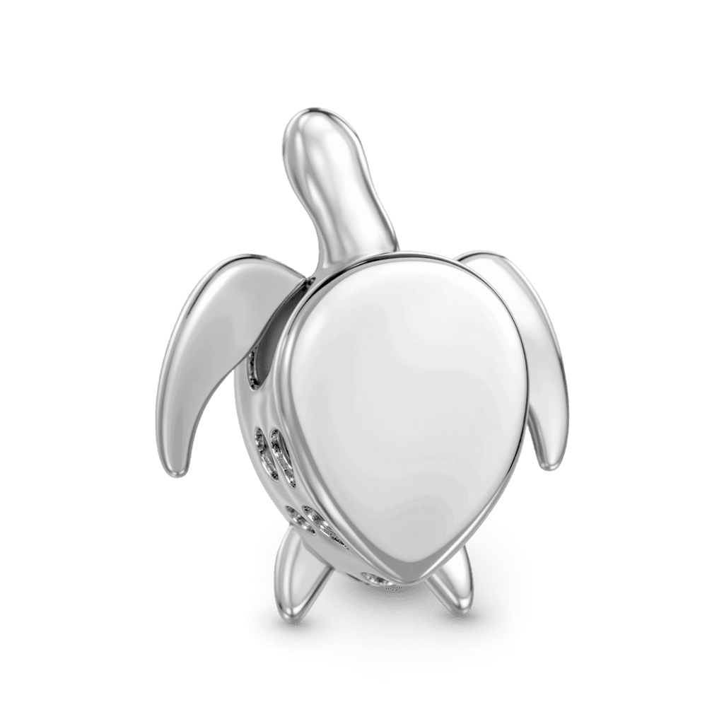 Gnoce  Turtle Flower Charm Platinum-plated Silver Blend
