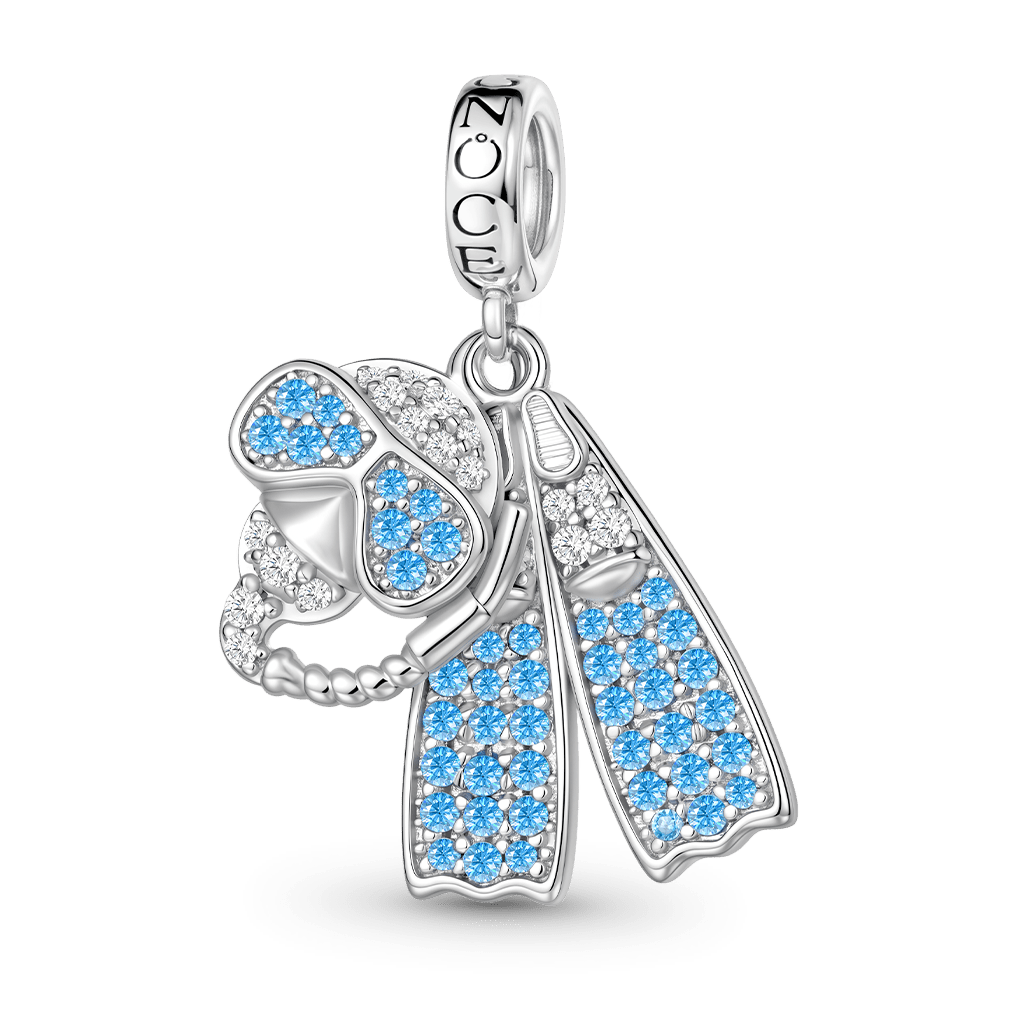 Gnoce  Diving Mask and Fins Charm Platinum-plated Silver Blend