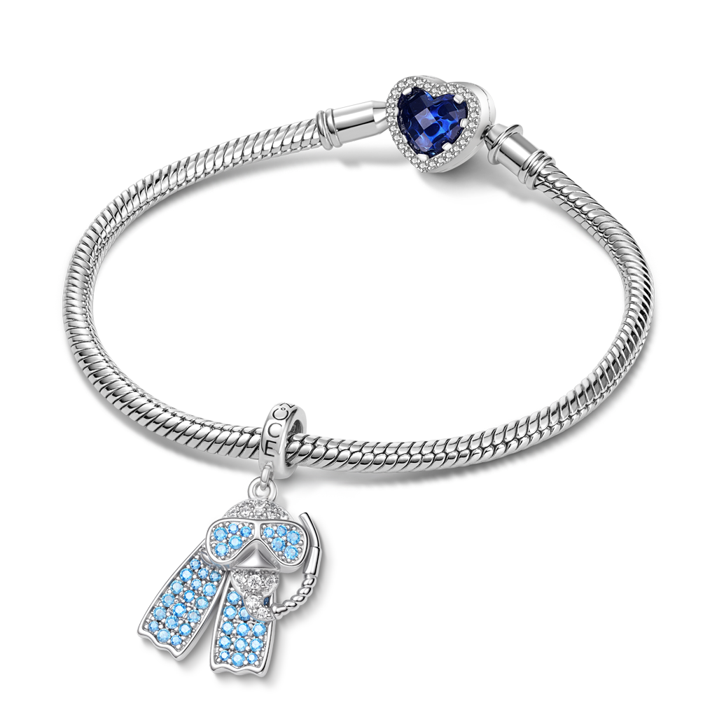 Gnoce  Diving Mask and Fins Charm Platinum-plated Silver Blend