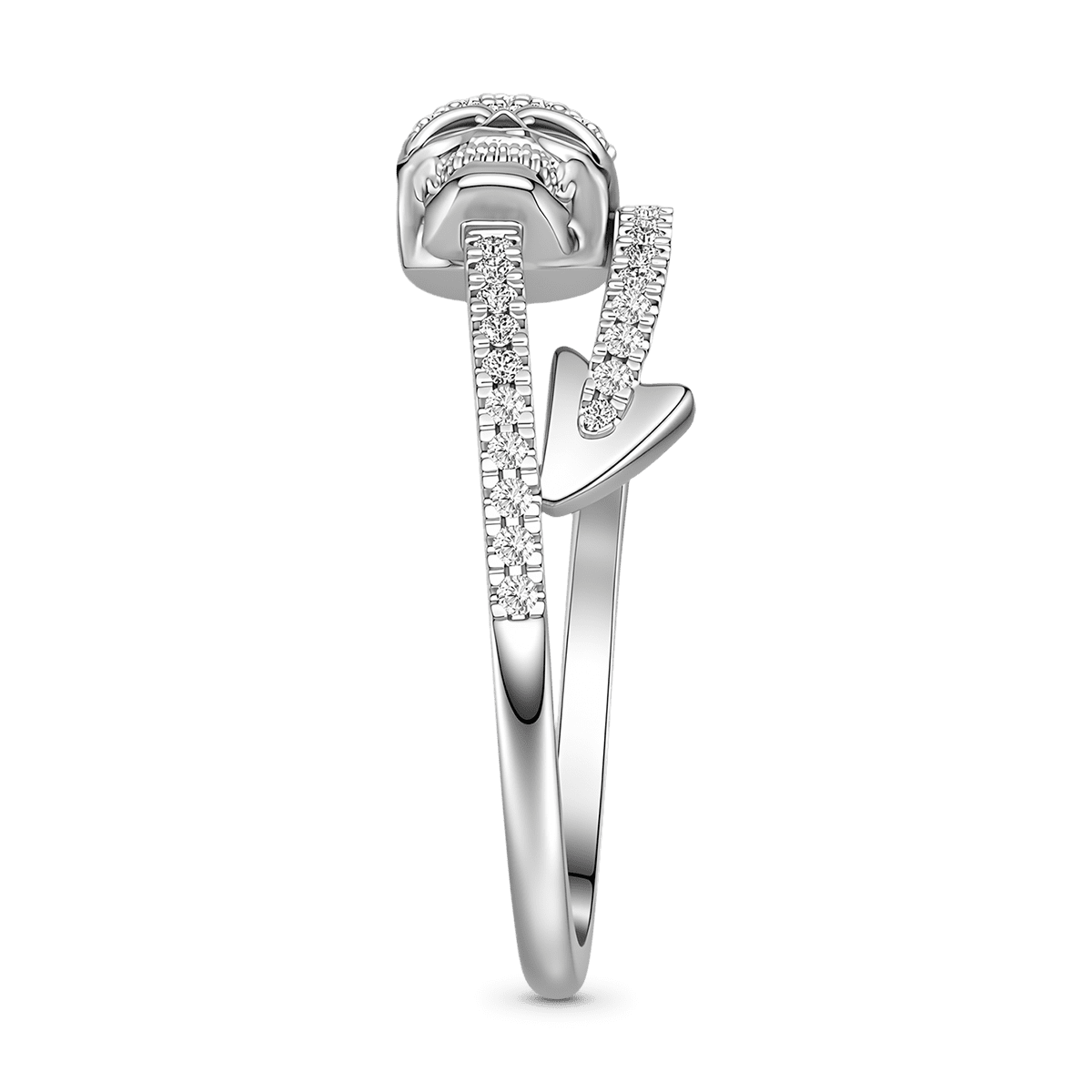 Gnoce  Gothic Skull Arrow Ring Platinum-plated Silver Blend