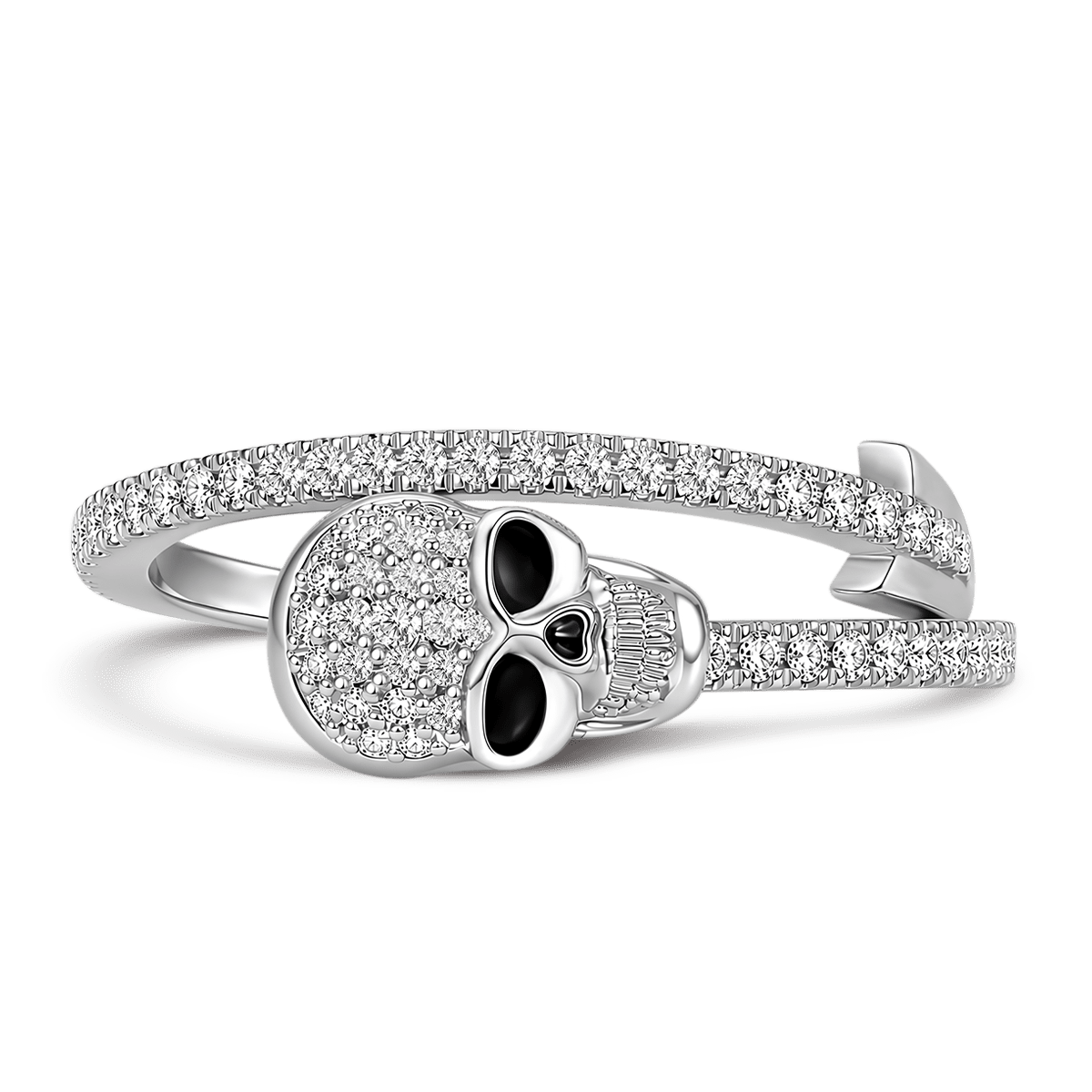 Gnoce  Gothic Skull Arrow Ring Platinum-plated Silver Blend